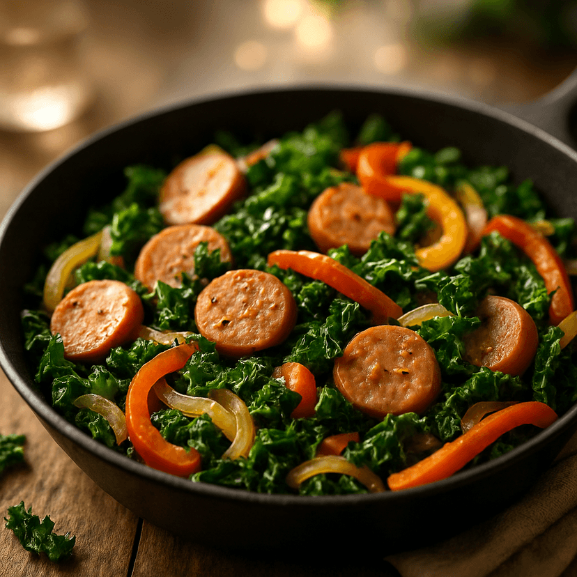 Sautéed Chicken Sausage with Kale & Peppers