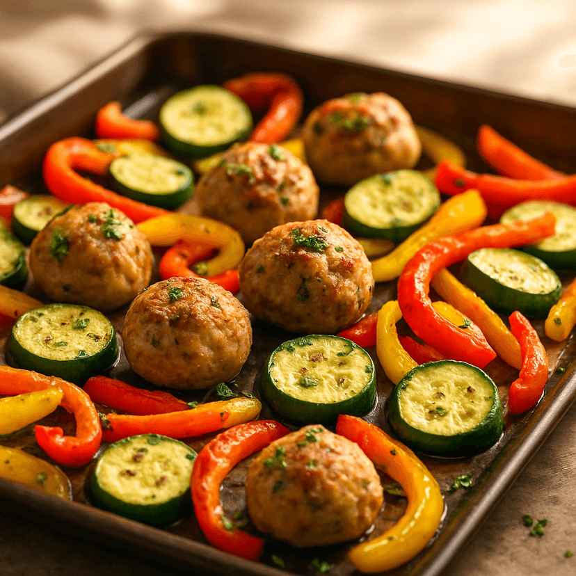 Sheet Pan Turkey Meatballs with Veggies