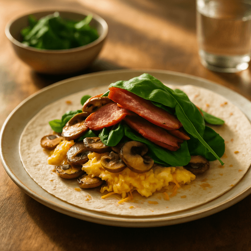 Smoky BBQ Ham & Spinach Breakfast Wrap
