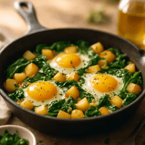 Spinach Potato Egg Skillet