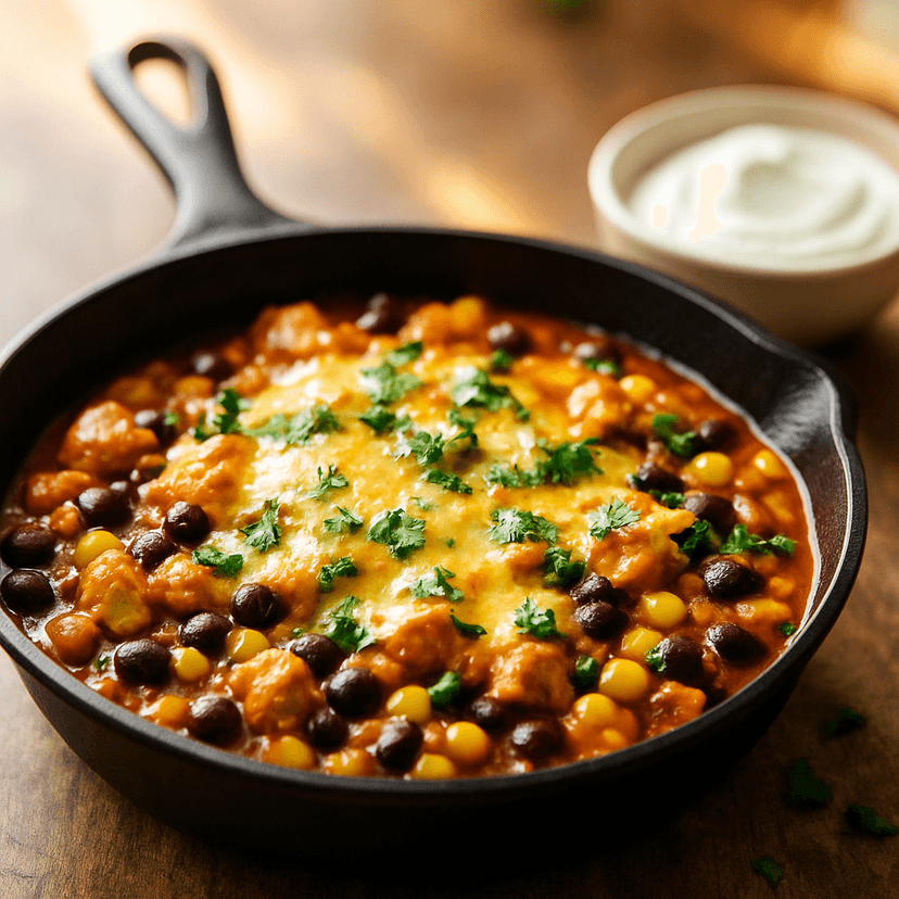 Skillet Chicken Enchilada Casserole