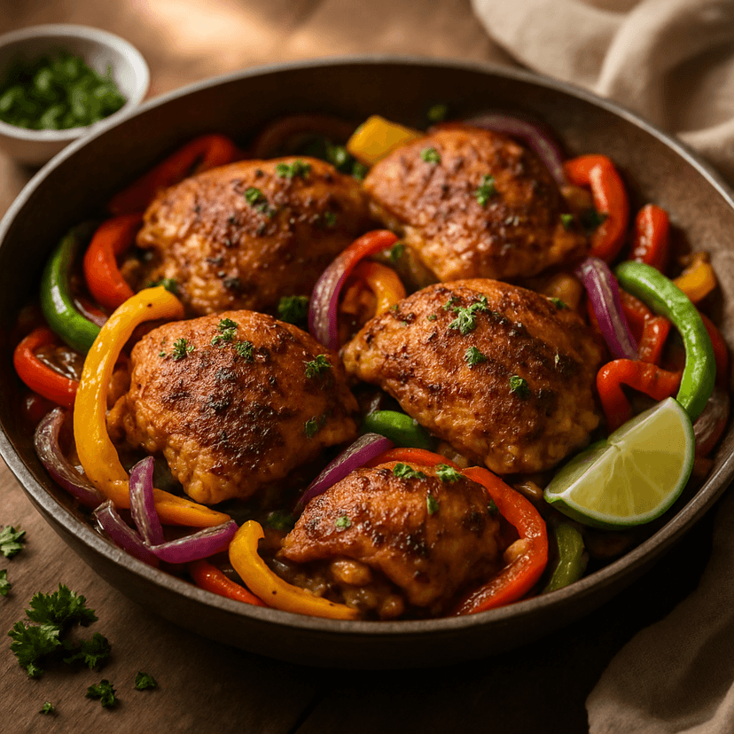 Spicy Cajun Chicken Thighs with Peppers