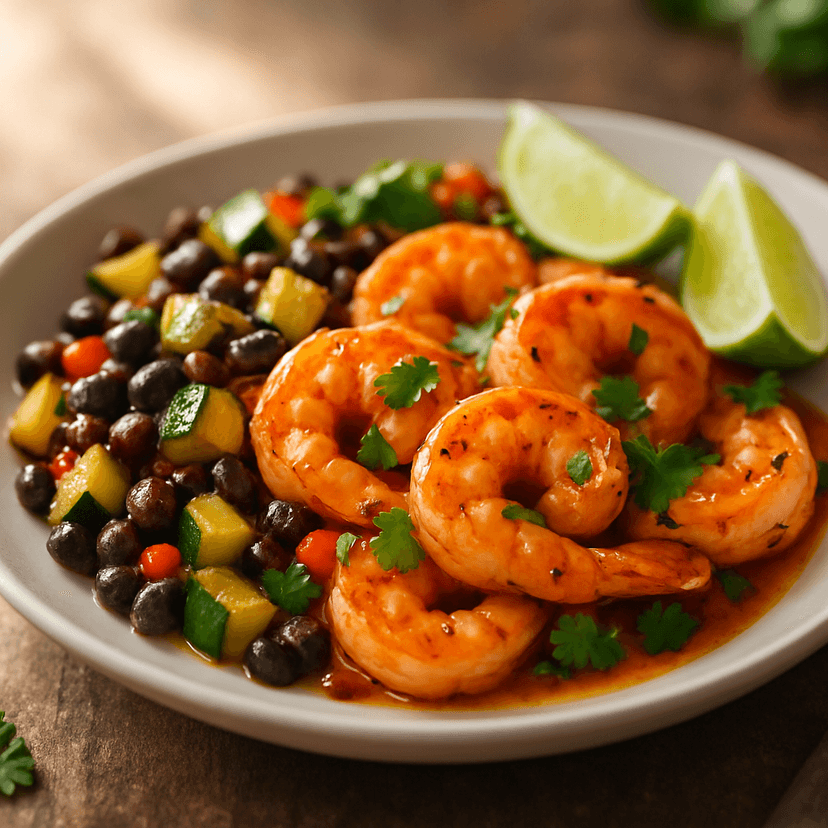 Zesty Cuban Shrimp with Zucchini and Black Beans