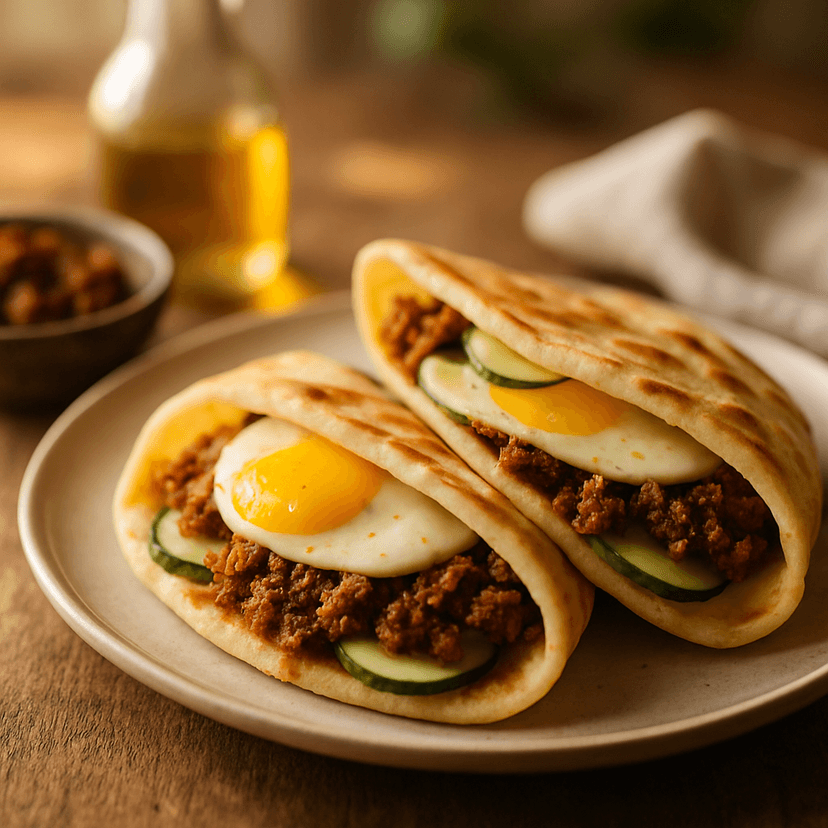 Savory Meat & Cucumber Flatbread Wraps