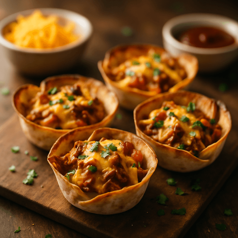 Savory Pulled Pork Tortilla Muffin Cups