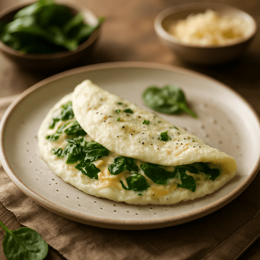 Fluffy Egg White Spinach Cheese Omelette