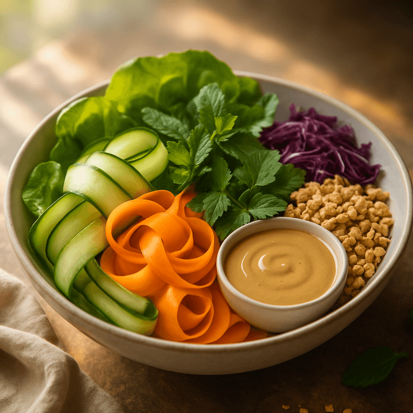 Fresh Spring Roll Salad with Raw Asparagus Ribbons