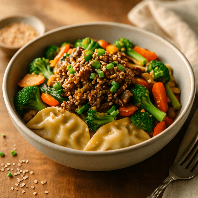 Beef Stir Fry Potsticker Bowl