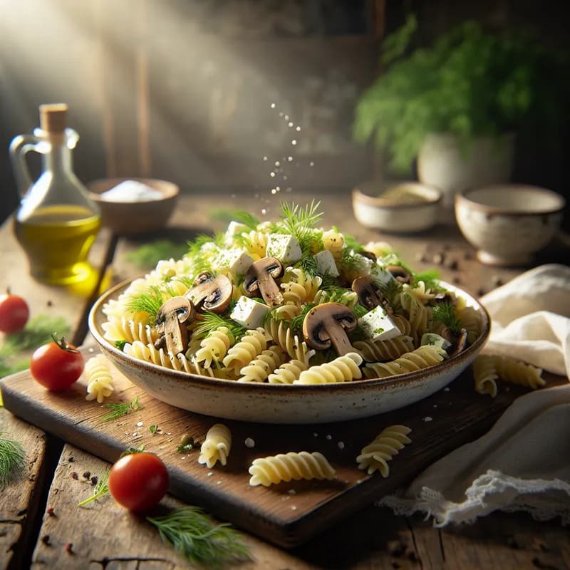 Dill and Mushroom Summer Pasta Salad