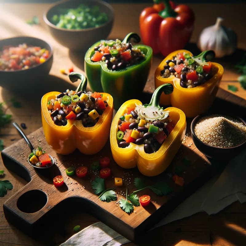 Savory Traverse Bay Farms Black Bean Salsa Stuffed Bell Peppers