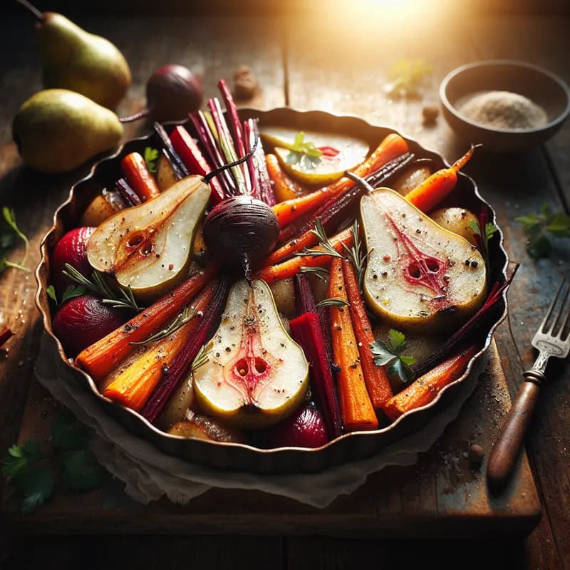 Root Vegetable and Pear Bake