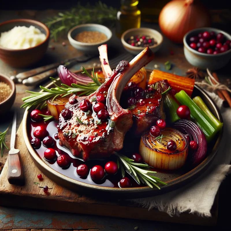 Glazed Lamb Chops with Cranberry