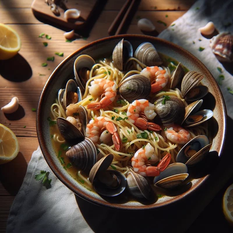Seafood Fideos in Broth