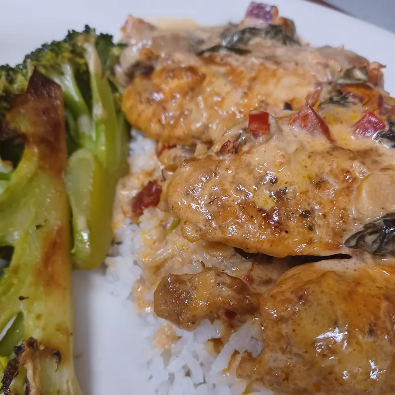 Spicy Creamy Chicken Tenders with Spinach