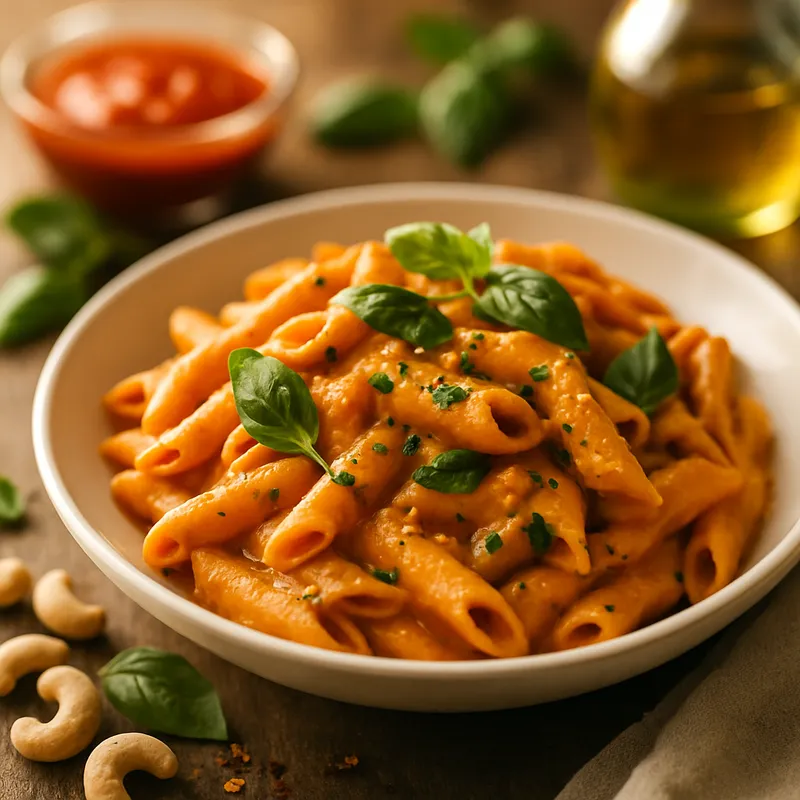 Tomato Basil Cashew Pasta