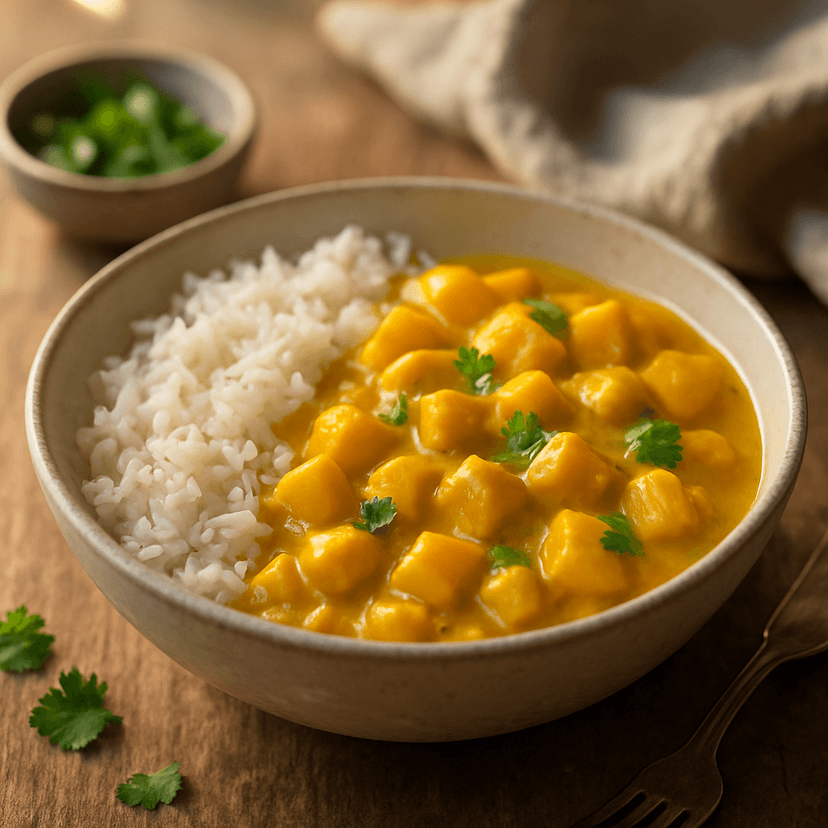 Quick Mango Chicken Curry with Rice