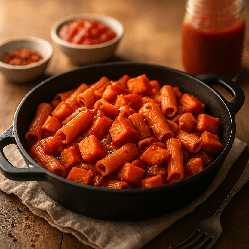 Spicy Sweet Potato Pasta Skillet