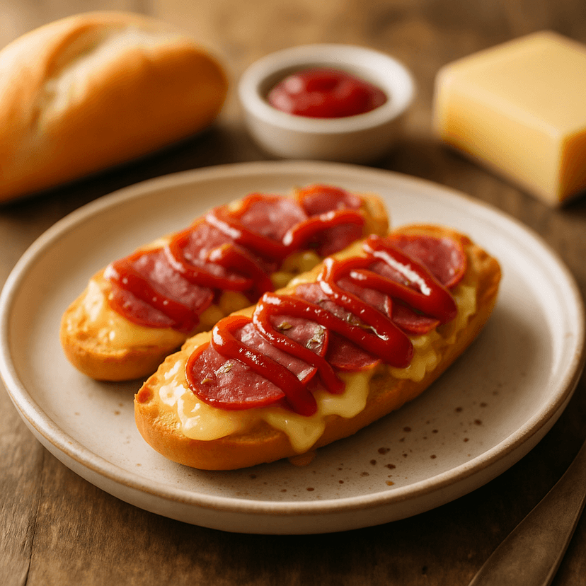 Savory Eidam and Salami Rohlík Toast