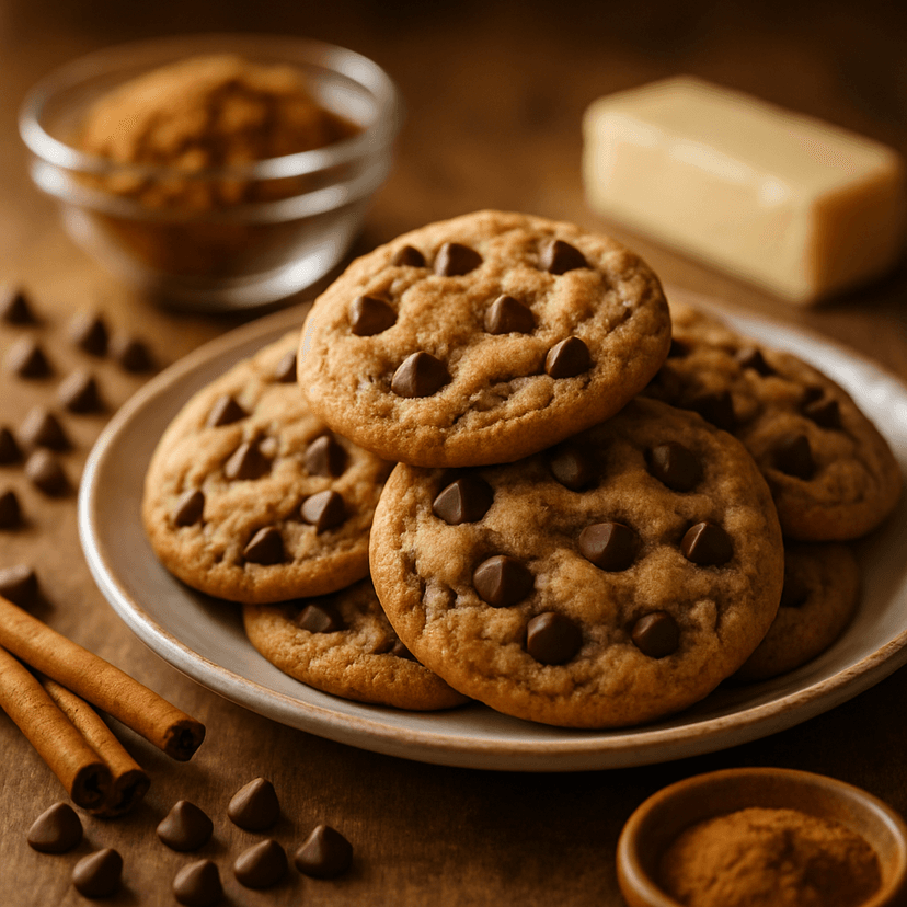 Cinnamon-Spiced Moist Chocolate Chip Cookies