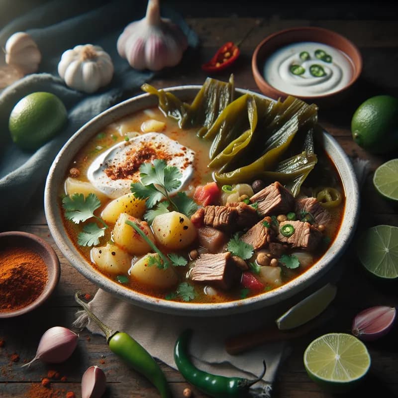 Pork Posole with Nopales and Creamy Potatoes