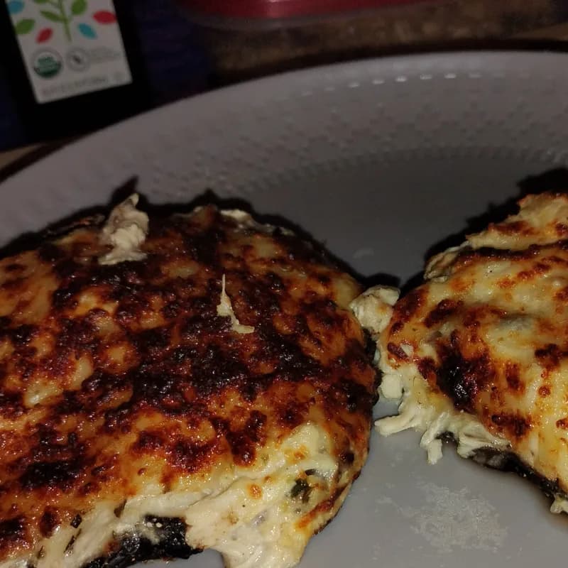 Air Fryer Portobello Chicken Alfredo Pizza Bites