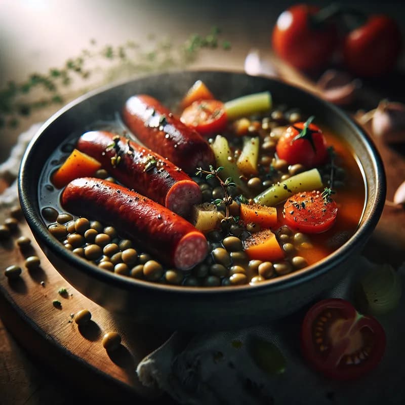 Smoked Sausages with Lentils